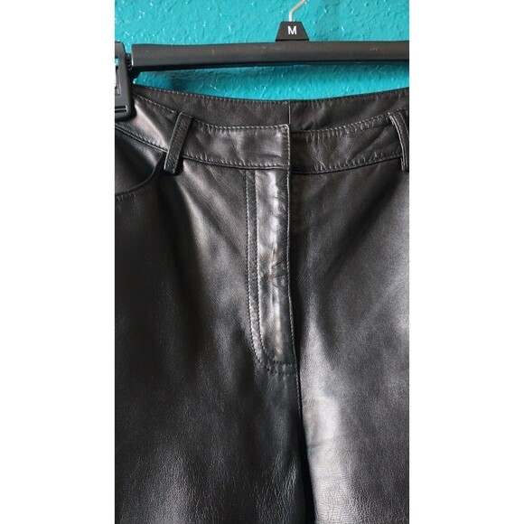 Vintage Vakko Sport Women's Size 4 Black Leather Straight Leg Pants - Picture 5 of 6